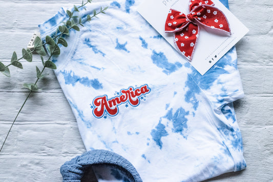 Tie Dye Embroidered America Pocket